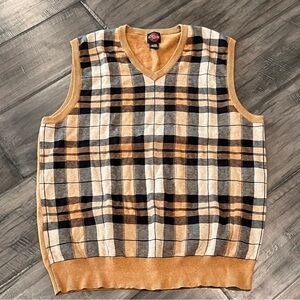 Nick Danger Tan Plaid Sweater Vest - Size XL
